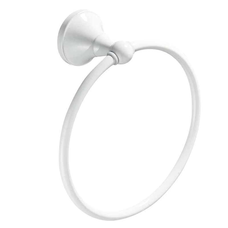 Cuarto de baño hardware colgante al por mayor material de cobre redondo simple anillo de toalla blanco horneado pintura blanca toallero toalla anillo colgante