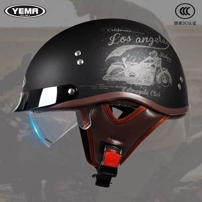 Mustang Motorcycle Helmet for Men and Women, Summer Style, Personalized Retro Motorcycle Half Helmet, Electric Bike Safety Helmet, American-Style Thunderbolt Helmet