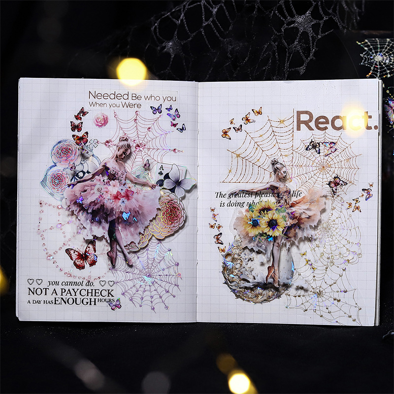 Hermoso día cinta de tema de telaraña de fantasía cinta de collage de decoración de cuentas de mano ligera de concha de telaraña de fantasía