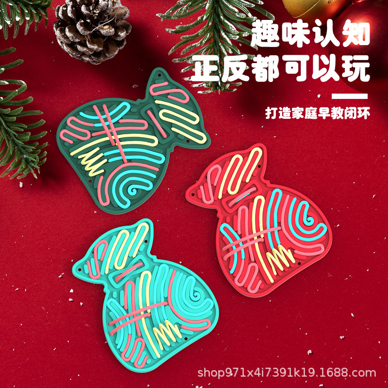 Amazon Hot Sale Sensory Kids Board serie de Navidad jarre niños puzzle silicona tablero libre de BPA