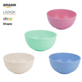 创意北欧小麦秸秆餐具碗幼儿园宝宝辅食米饭碗防摔汤碗厂家批发