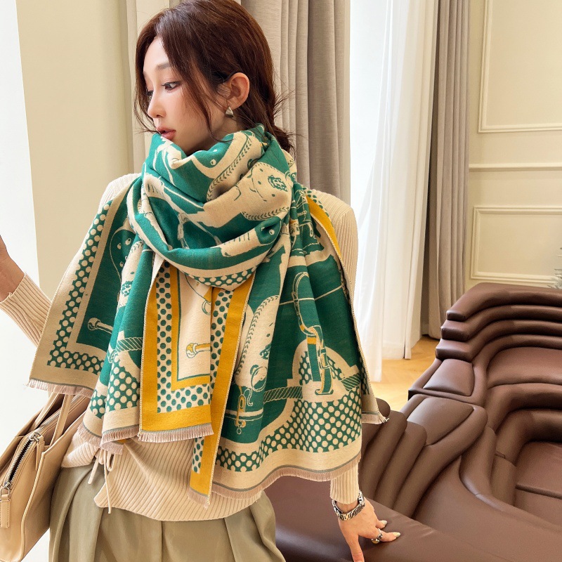 Sciarpa jacquard in cashmere imitazione di alta qualità e di lusso leggero, scialle invernale versatile da donna, antivento e caldo spesso_voghion.com