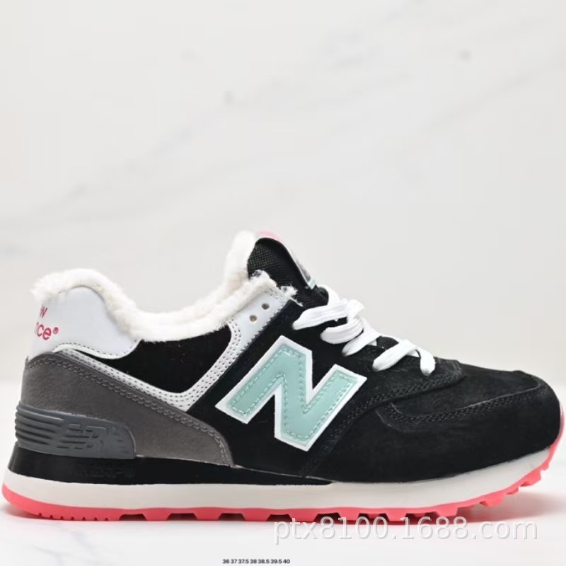 Zapatos Pitian al por mayor caliente NB574 otoño y invierno cerdo con capa de cabeza de lana más zapatos de correr casuales para hombres y mujeres