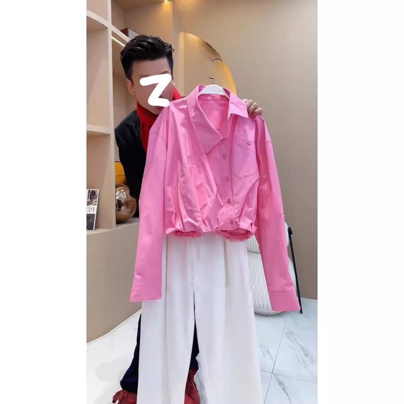 Cool and Sophisticated Pink Shirt Top with a High-End Feel, 2026 Early Spring and Summer New Designer Women's Fashion Niche