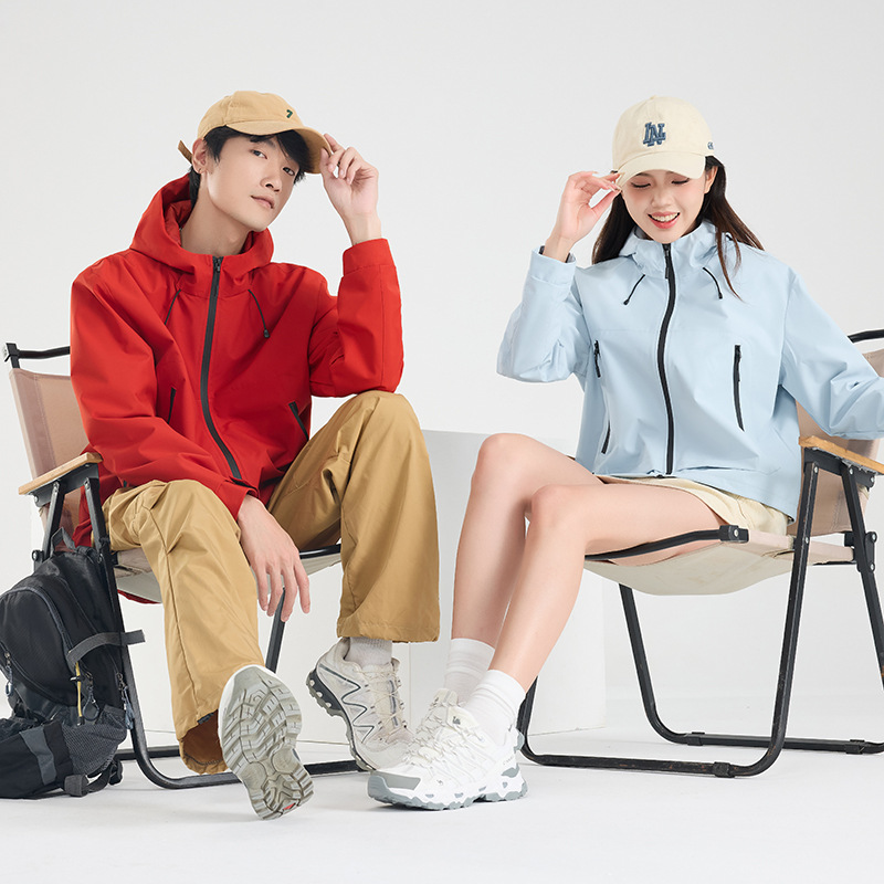 Outdoor Couple Soft Shell Windbreaker Jacket Thin Sports Waterproof Water Repellent Anti-Fouling Scratch-Resistant Breathable Hiking Mountaineering Clothing