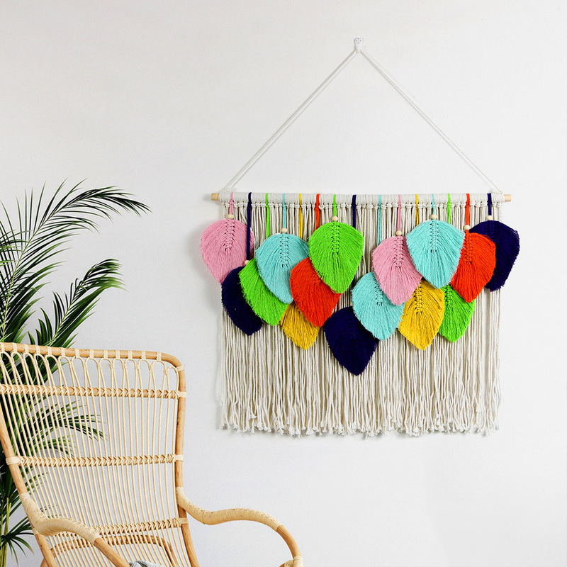 New Nordic Style Home Decoration Wall Hanging Bohemian Handmade Tapestries Leaves Background Wall Hanging