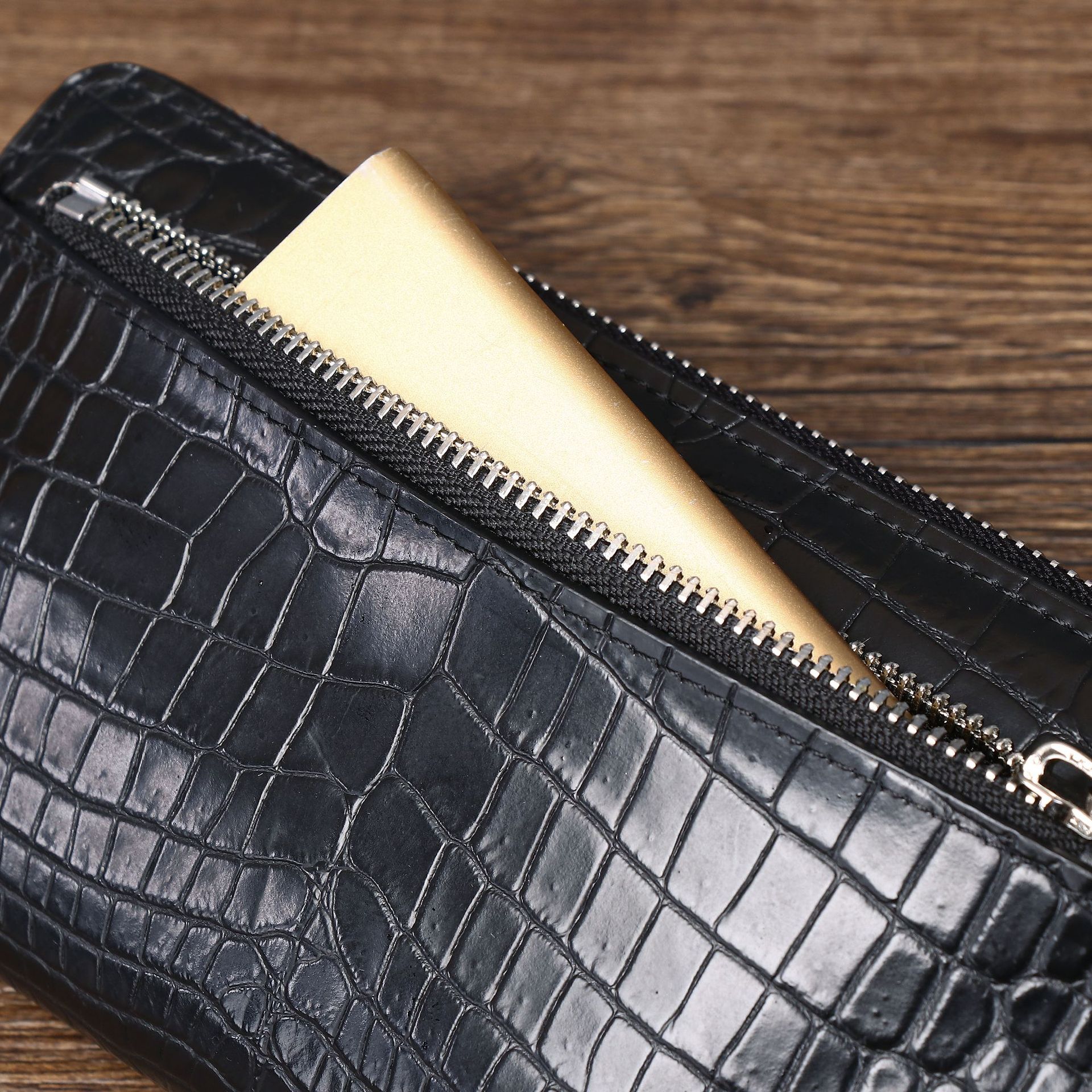 Ví dài nam họa tiết vảy cá sấu phong cách công sở thời trang, kiểu clutch cầm tay tiện lợi chi tiết 7