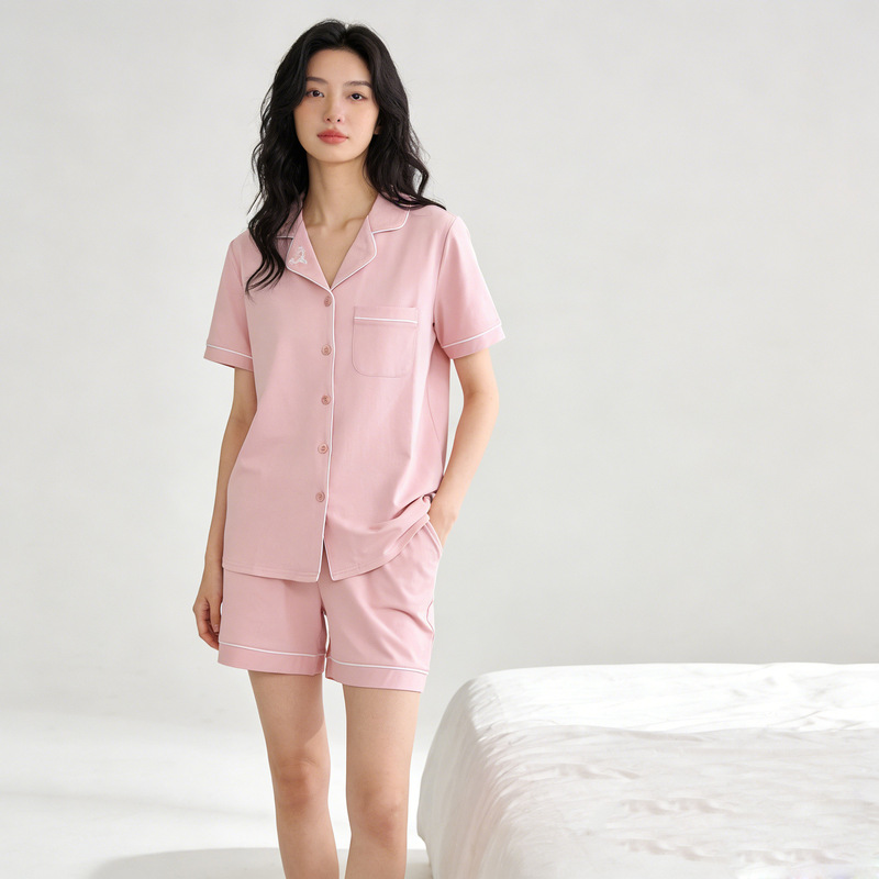 Plus Size 90kg Women's Loose Pajamas, Light Summer Cardigan Loungewear Set, Knitted Cotton Pajamas Plus Size 90kg Women's Loose Pajamas, Light Summer Cardigan Loungewear Set, Knitted Cotton Pajamas