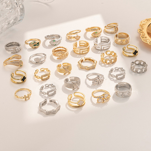 Korean-inspired Instagram-style minimalist exquisite zirconia ring for women, unique design, openable and adjustable finger ring, pearl jewelry.