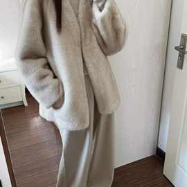 2025水貂冬季外套新款年轻气质皮毛皮草一体毛毛慵懒短款大衣