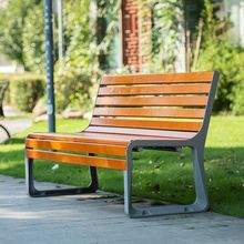 简约现代防腐木实木铸铝长凳户外家用品可绢花通用送货上楼