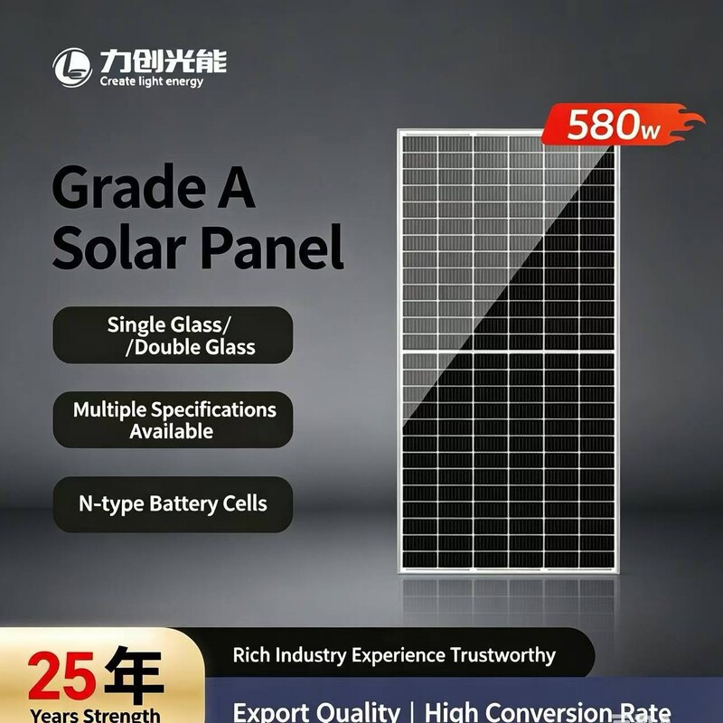 Solar Panel 580W Stock Grade a Double-Glass High-Efficiency