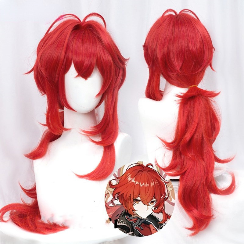 Original God Di Luke cos Wig Wholesale Dawn Winery Your Childe Red Layered Micro Volume Fluffy cosplay