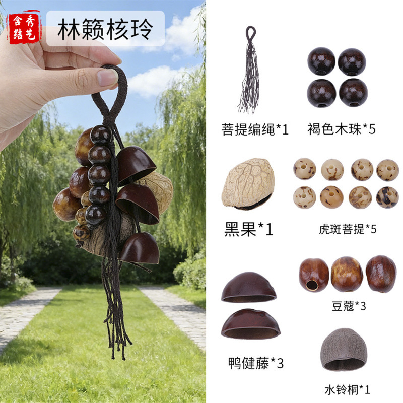 Natural Fruit Shell Rattle Material Kit for Handmade Wind Chime Rattle Pendants, Fruit Shell Small Accessory Kit, DIY Material Kit