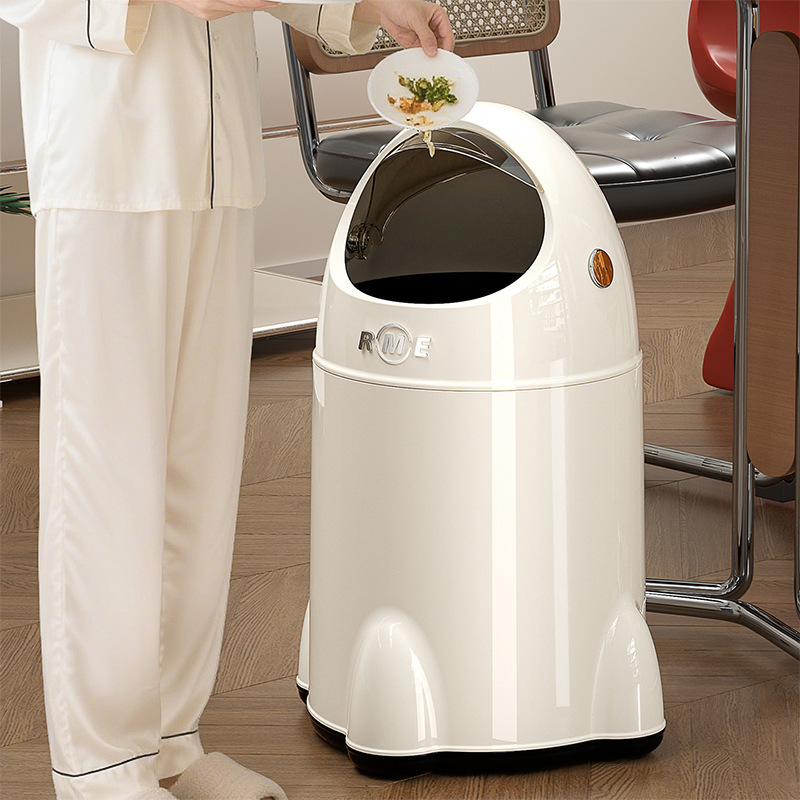 New Model Rocket-Style High-End, High-Appearance Household Sensor Trash Can with Lid, Bathroom Toilet Cream-Style Trash Can New Model Rocket-Style High-End, High-Appearance Household Sensor Trash Can with Lid, Bathroom Toilet Cream-Style Trash Can