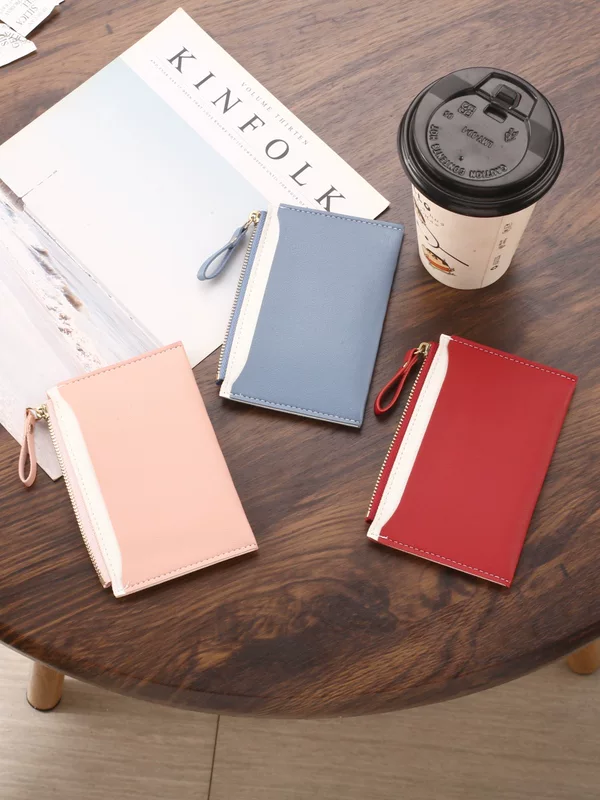Мужской кошелёк, компактный держатель для карт и монет, корейский стиль, с молнией, разные цвета