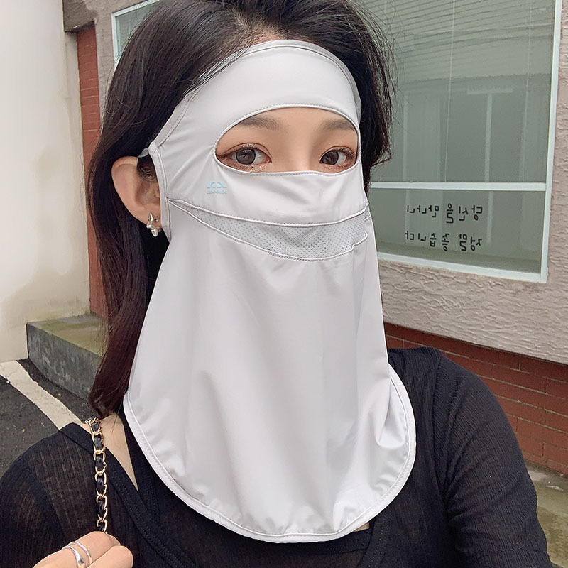Protector solar de seda de hielo, máscara facial, señoras, verano, ciclismo al aire libre, velo de sombra de cara completa, orejas colgantes, cara transpirable, Gini