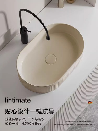 Cream Wind Balcony Pot Ceramic Household Handwashing Basin Single Pot Balcony Rectangular Face Wash Basin Circular Small Face Wash Basin