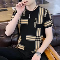 元のメーカーの男性半袖tシャツ夏の新型の氷の氷感の修身のプリントの男性服の半袖の上着の服