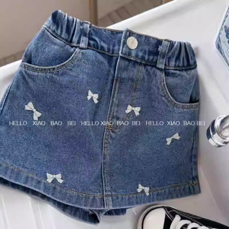Estrellas de niños de verano niñas de verano arco de bebé de verano femenino estilo extranjero pantalon de ropa de niños jeans delgados