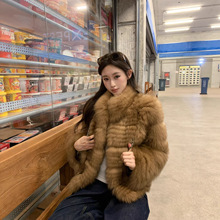 “冬日摩卡”狐狸毛车条皮草外套女2025冬季新款高级感长毛毛大衣