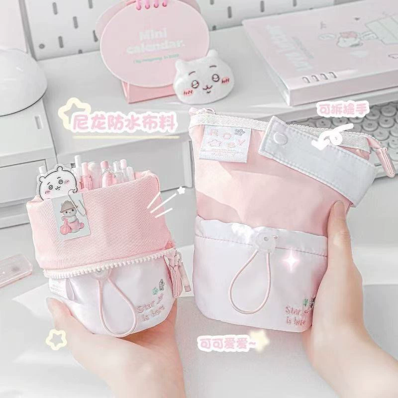 Мягкая вертикальная сумка-карандаш с высокой внешней ценностью в стиле ins для девочек, большая вместительная простая студенческая сумка для канцелярских принадлежностей, настольная сумка для хранения