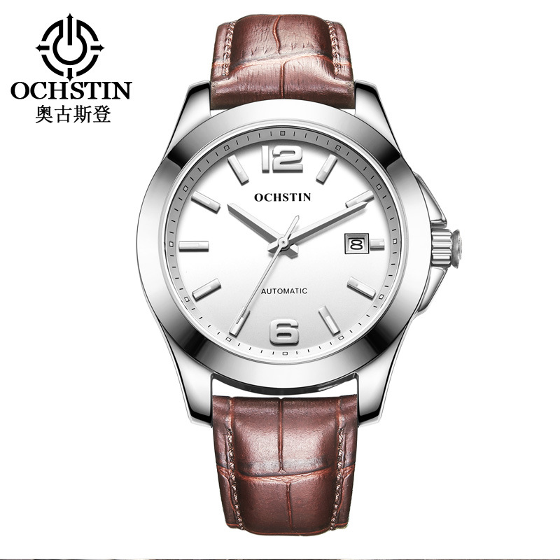 Genuine goods augustden leather waterproof reloj mecánico automático trendy Business casual Watch CA021A