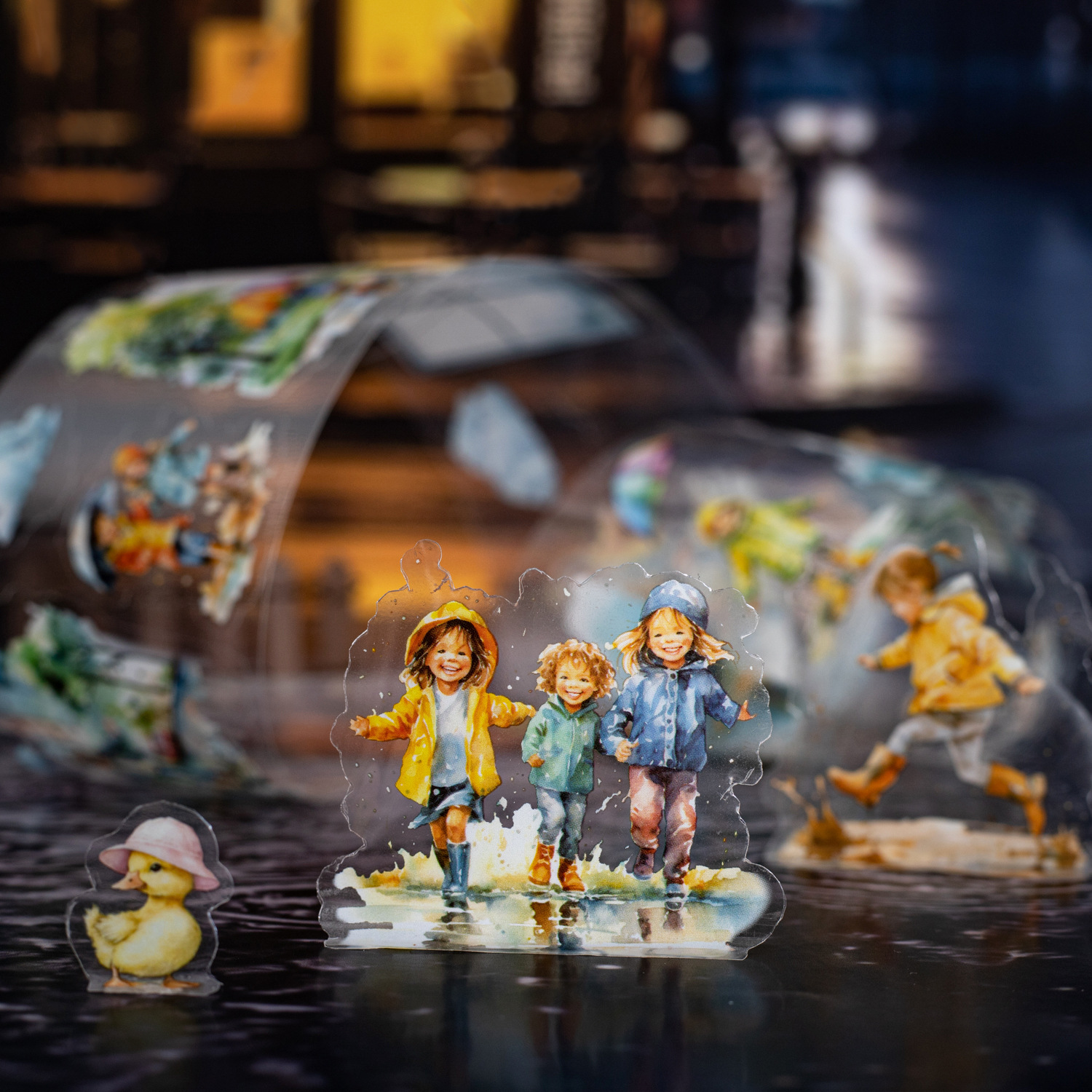 Un buen día de clima de la cinta de paisaje artificial día lluvioso serie de contabilidad DIY decoración de cinta adhesiva circular