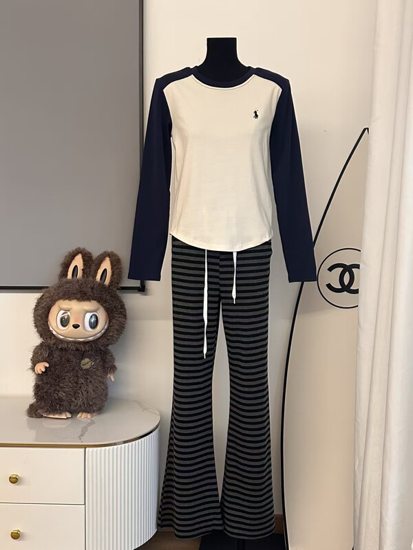 高品质~25秋季新品素家休闲宽松设计感磨毛百搭长袖T恤女两件套|undefined