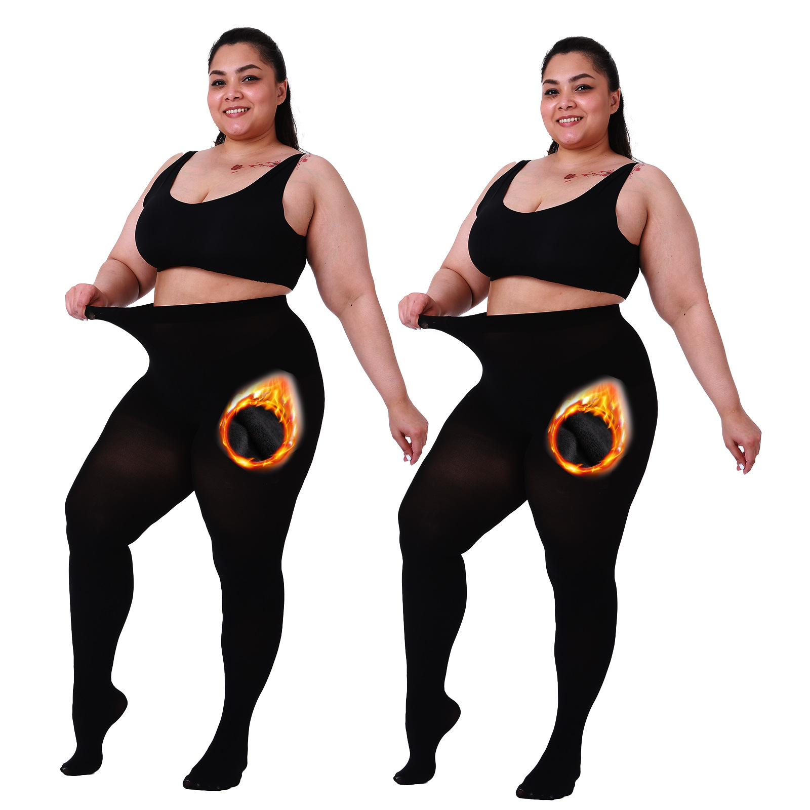 Cross-Border Amazon 200D Fleece-Lined Large Size Pantyhose Autumn and Winter Cold-Proof and Warm Bare-Leg Artifact Multi-Size Stockings for Women