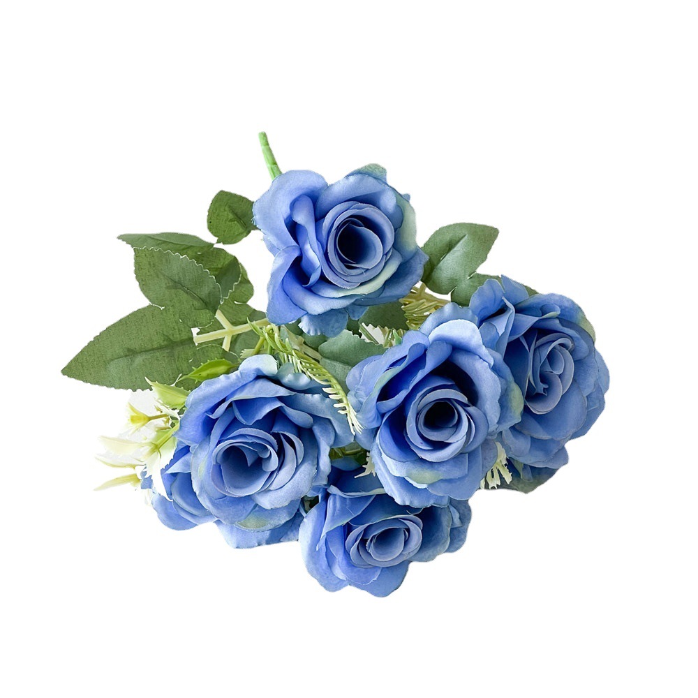 Fábrica al por mayor de estilo europeo 7-cabeza Rosa ramo de flores de seda flor artificial hogar flor decorativa flor falsa flor artificial a prueba real