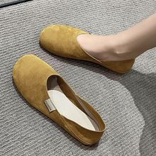 单鞋女夏春秋新款平底一脚蹬懒人半拖鞋两穿奶奶鞋豆豆鞋批发包邮