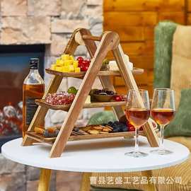 创意木质托盘三层水果蛋糕餐盘置物收纳架实木多层展示架百搭储物