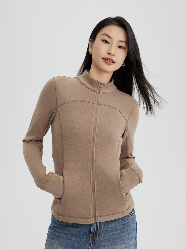 玻尿酸双色羊绒女士外套冬季新款亲肤保暖修身时尚拉链微塑形外套|undefined