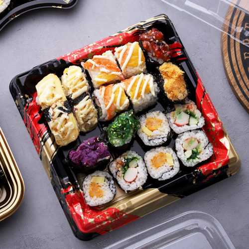 BB4C wholesale four-square and six-square sushi platter square glacier bucket sashimi takeaway packaging box