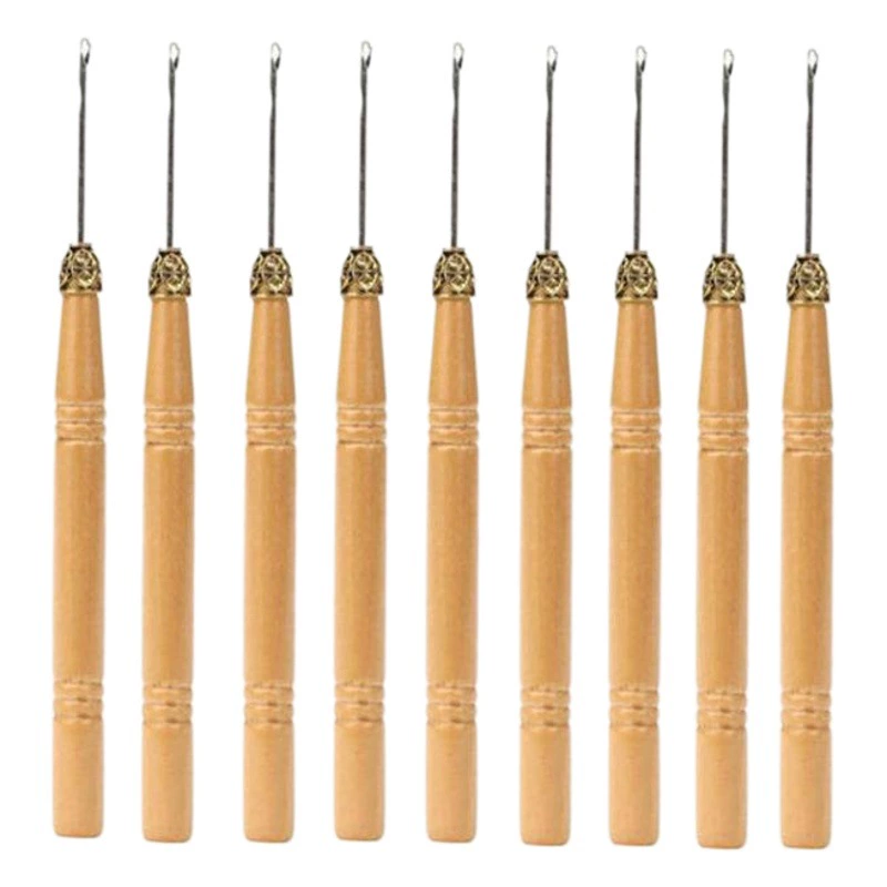 Оптовые инструменты для наращивания волос Вязание крючком с деревянной ручкой вязание крючком парик вязание крючком с деревянной ручкой