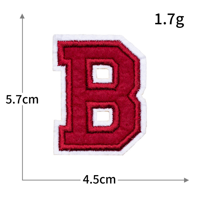 クロスボーダーの赤い白い縁の26の英語のアルファベットのコンピュータの刺繍の布はゴムを貼って服の装飾の布を貼ります。|undefined