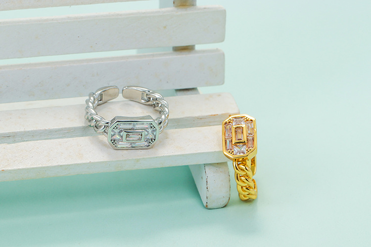Zircon Inlay Material Open Rings Classification Fashion Retro Hollow Diamond-encrusted Zircon Copper Ring