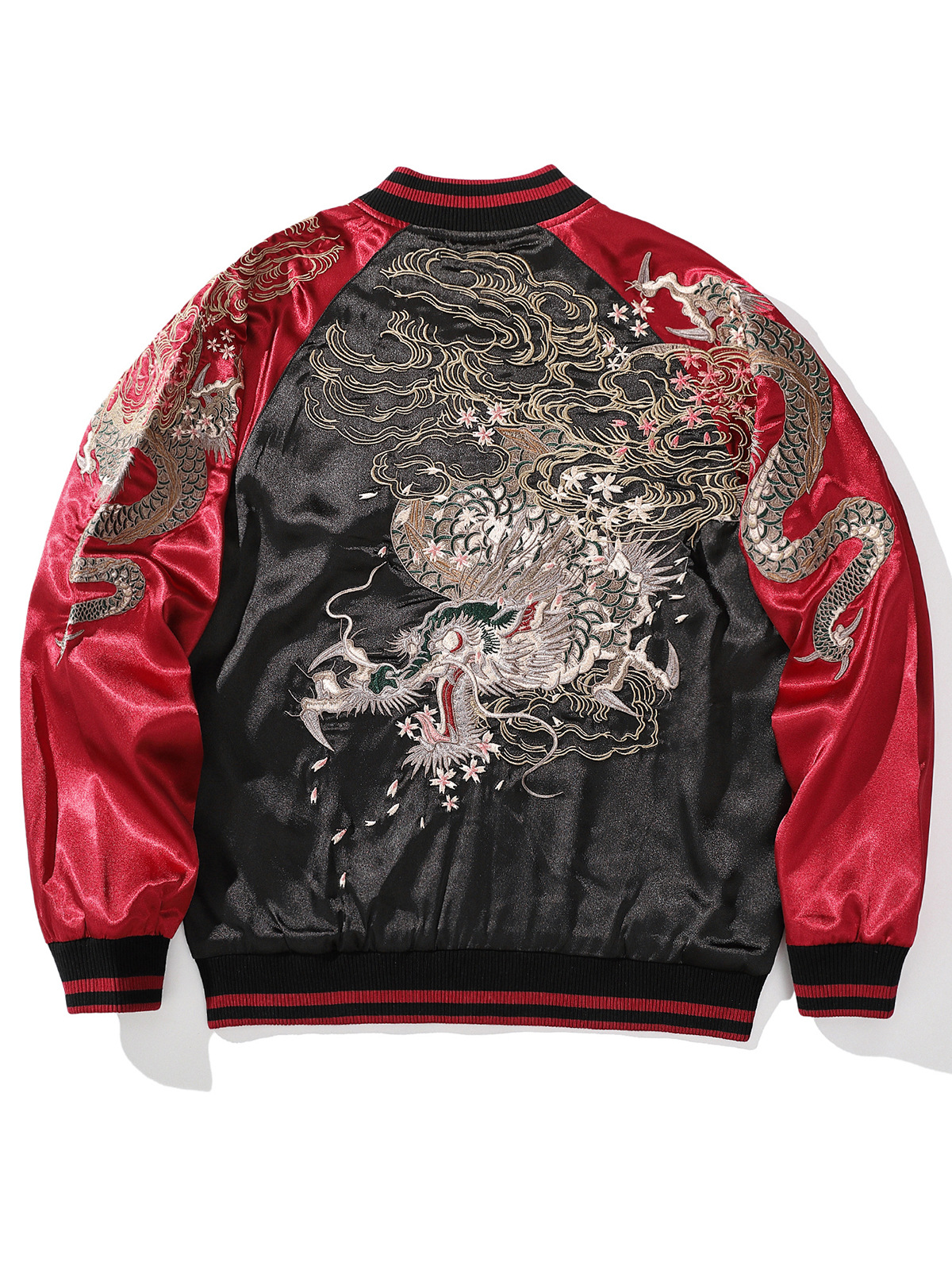 華夏君品中国風国潮重工刺繍龍ジャケットメンズファッションカジュアル龍柄野球服A013