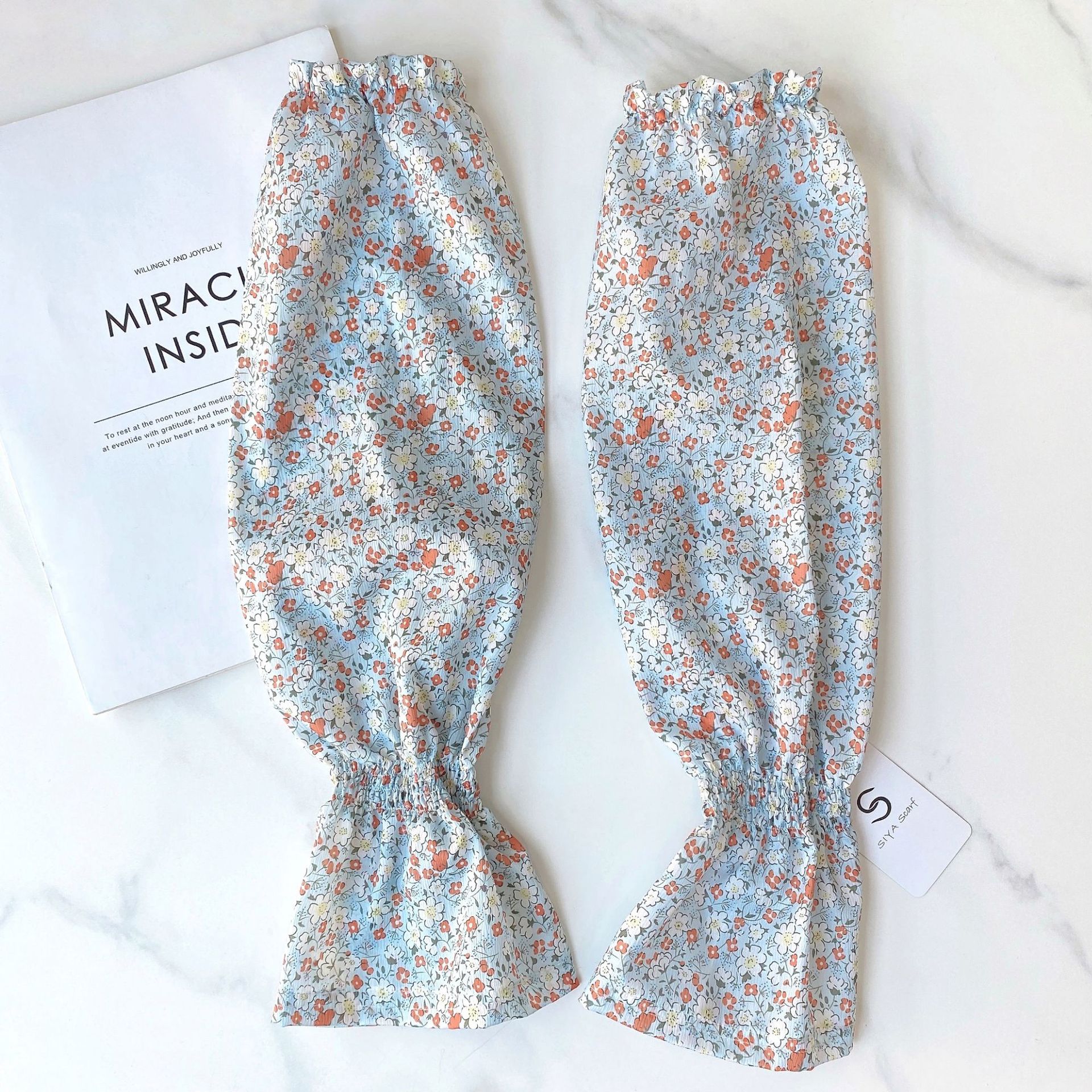 INS elegante floral gasa protección solar manga de hielo decoración de conducción al aire libre protección solar manga de brazo