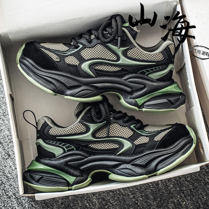 复古男鞋2025秋季擦色做旧透气老爹鞋男潮牌运动鞋个性简约休闲鞋