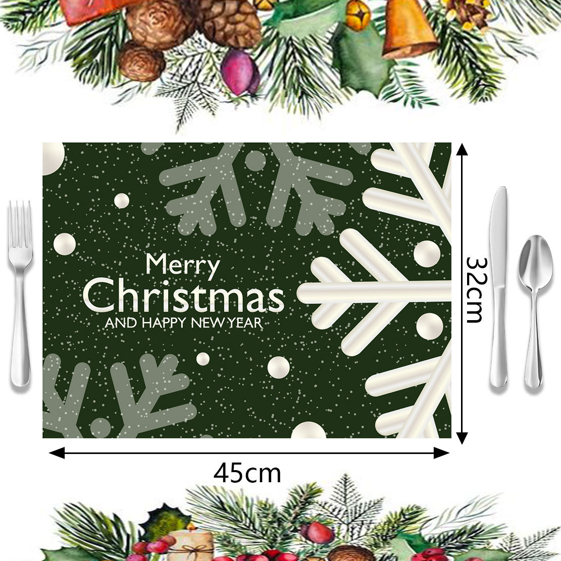 Weihnachtstischsets Leinen Mahlzeit Western Restaurant Isoliermatte Küchendekoration Tischset_voghion.com