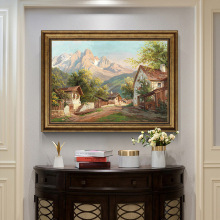 欧式玄关装饰画美式古典山水风景仿油画客厅餐厅挂画走廊过道壁画