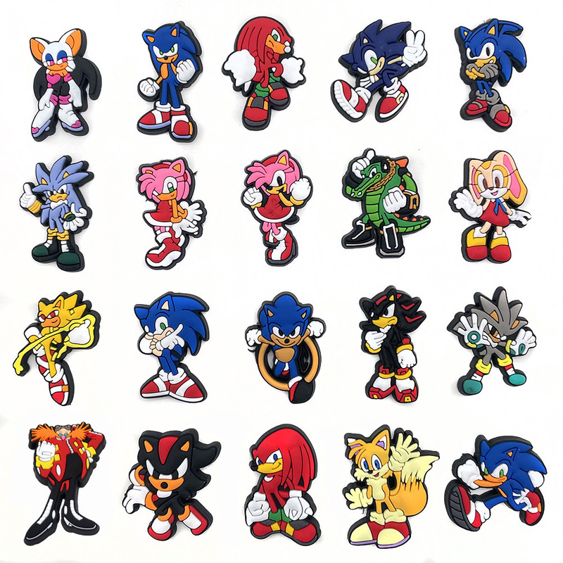 Sonic the Hedgehog Croc Shoes Flower Shoe Buckle Pvc Soft Rubber Croc Shoes Flower Shoe Buckle Shoe Accessories Sonic the Hedgehog Croc Shoes Flower Shoe Buckle Pvc Soft Rubber Croc Shoes Flower Shoe Buckle Shoe Accessories