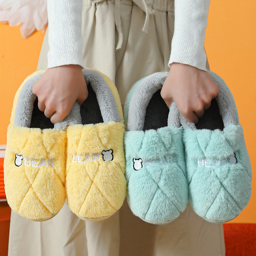 Winter cotton slippers for men with heel cotton shoes for home couples indoor non-slip warm home furry slippers for women wholesale
