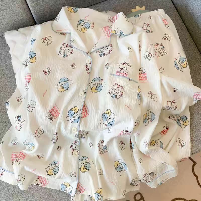 (No chest pad) [Yun Duo Mian] Milk blue cat (long sleeves+trousers)