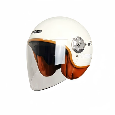 Warm and Protective Safety Helmet, Motosiklet kaskı (dəbilqə) - pearl-white-helmet-button-bluetooth