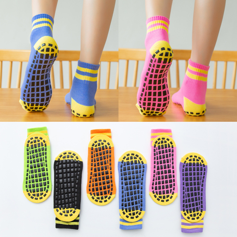 Trampoline Socks, Special Socks, High-Top Non-Slip Socks for Men and Women, Two-Bar Stripesd Mid-Calf Socks, Silicone Early Education Kidsren's Floor Socks