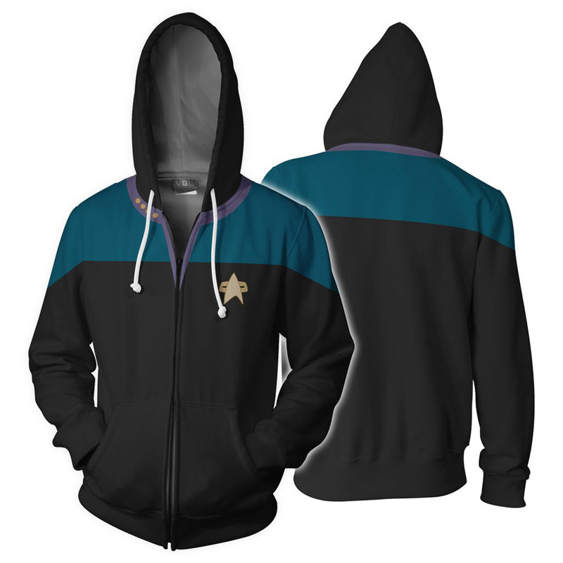 2025 Cross-Border New Star Trek 3D Digital Printing Zipper Cardigan Hooded Sports Sweatshirt Peripheral Jacket