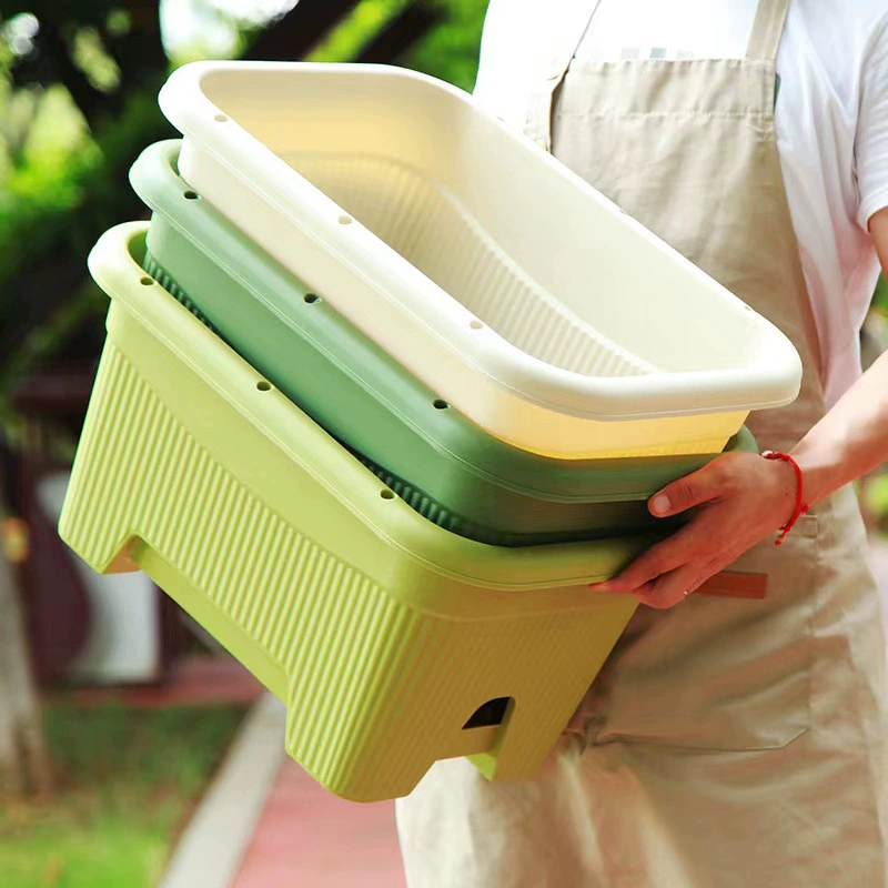 Длинный прямоугольный балконный горшок для посадки овощей, увеличенный ящик для посадки овощей, строительный артефакт для посадки овощей, пластиковый цветочный горшок для выращивания рассады